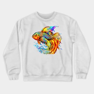 Colorful betta fish, rainbow abstract art Crewneck Sweatshirt